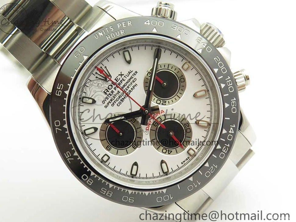 0107 Daytona 116500 JHF Best Edition Ceramic Bezel White Dial Black Red on SS Bracelet A Elegant 3266